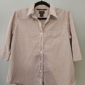 Abercrombie & Fitch Women's Plaid Shirt - Red and White